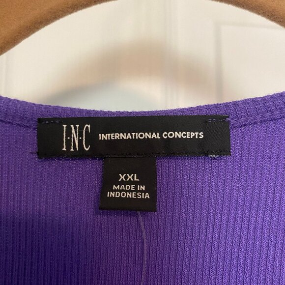 INC Woman's 2XL Purple V-neck Ribbed Knit Top NWT - Picture 3 of 4